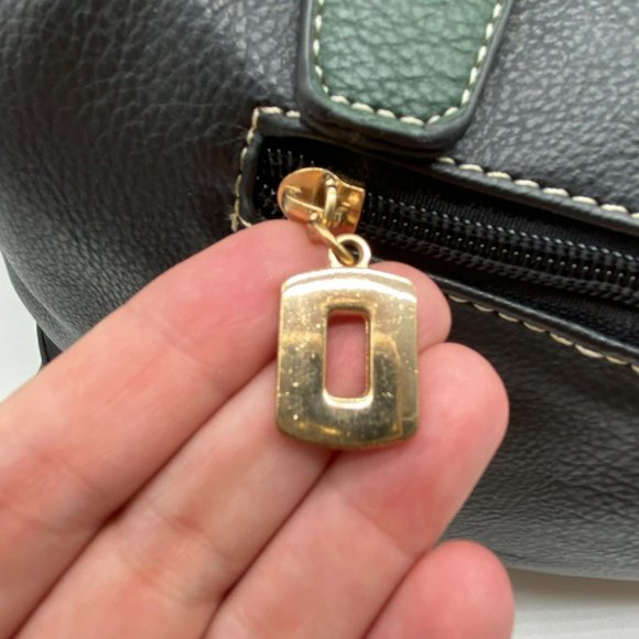 Black Rivet 17" Tote Bag w Should Strap Green Brown Black Handbag Satchel - Picture 4 of 13